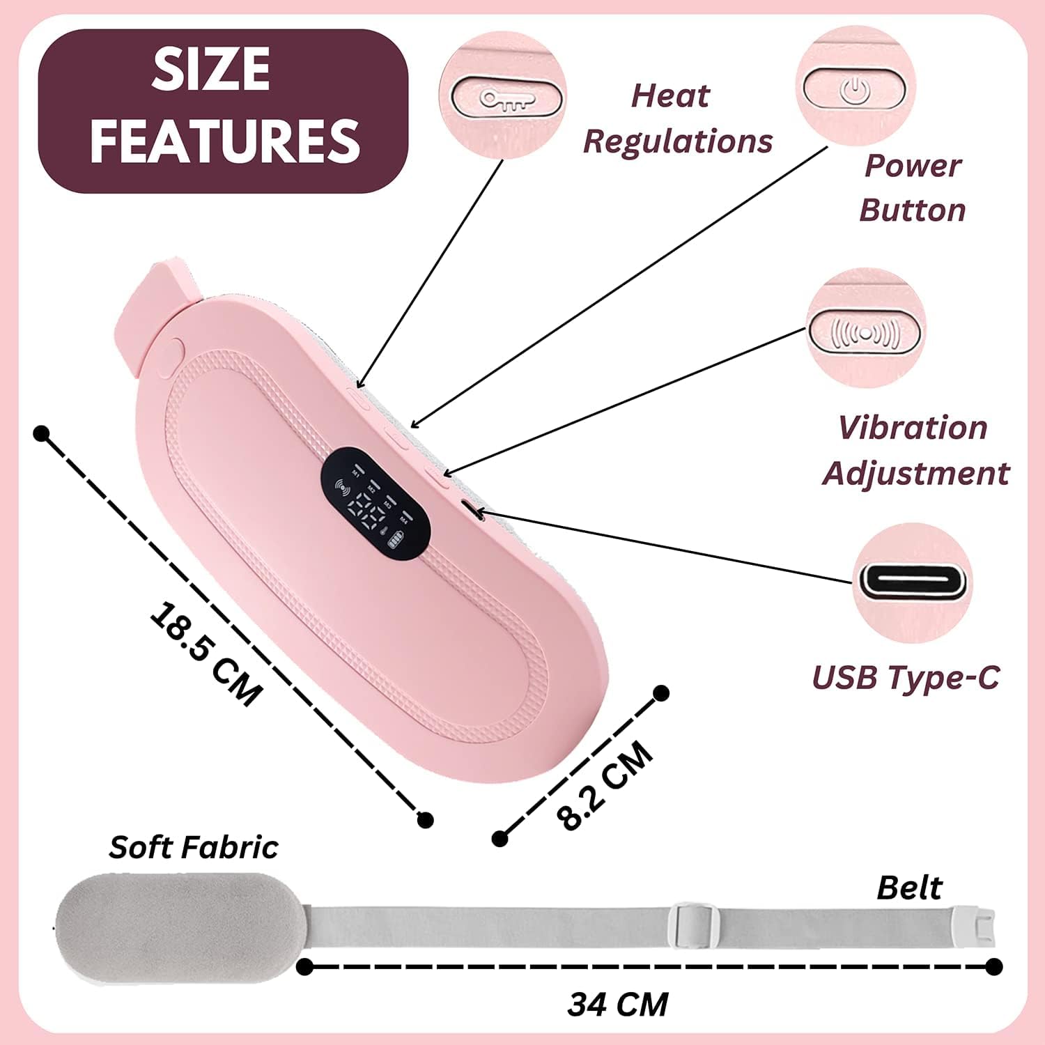 Cordless Menstrual Heating Pad with Massage