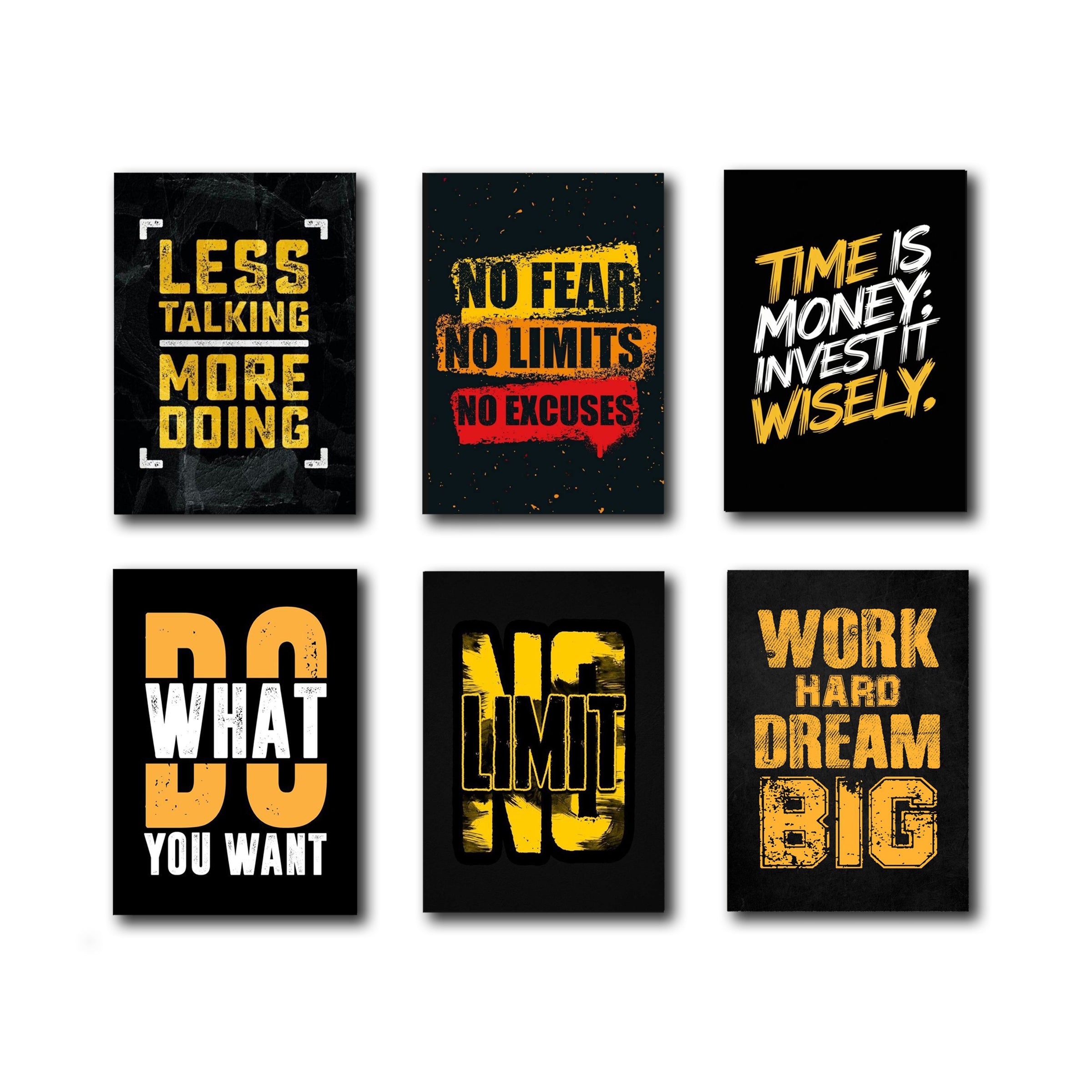 Pack of 6 Motivational quotes sticky wooden canvas frames for wall decor