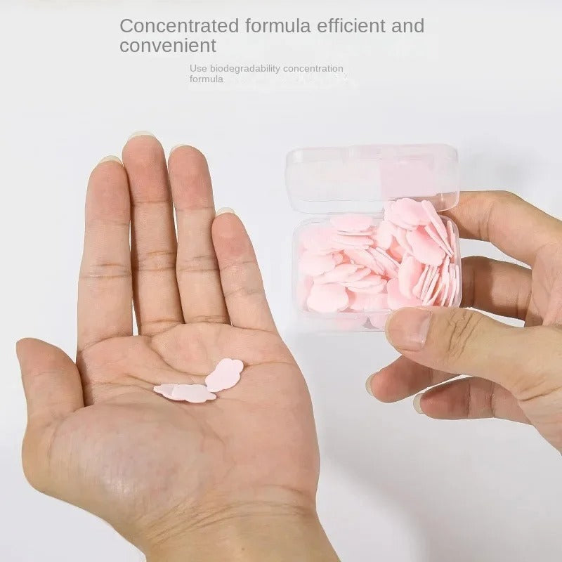 Pack of 2 Portable Disposable Soap Tablets β 50 Sheets per Box, Travel-Friendly Soap Paper (Random Color)