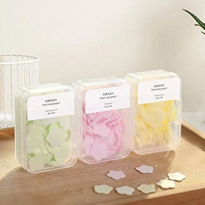 Pack of 2 Portable Disposable Soap Tablets β 50 Sheets per Box, Travel-Friendly Soap Paper (Random Color)