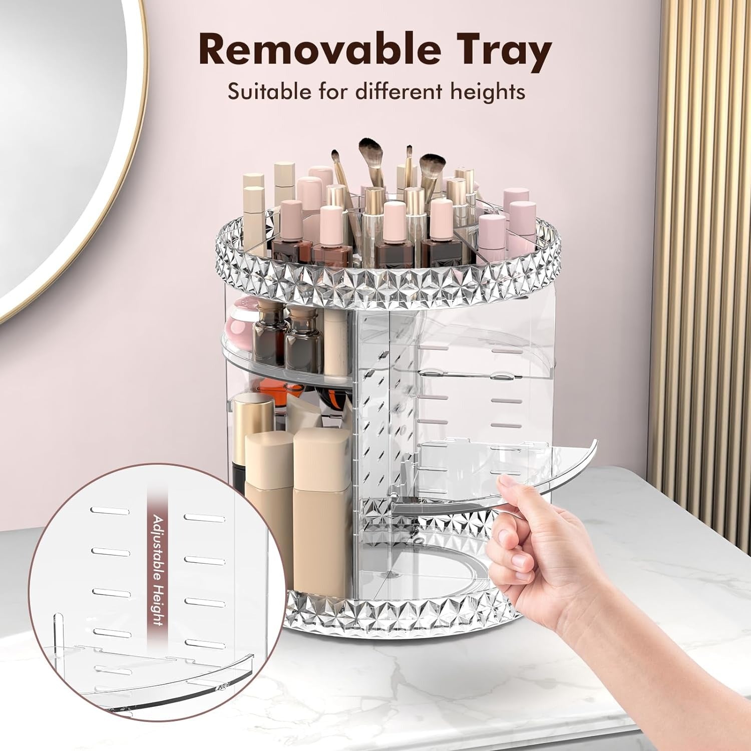360Β° Rotating Acrylic Makeup Organizer